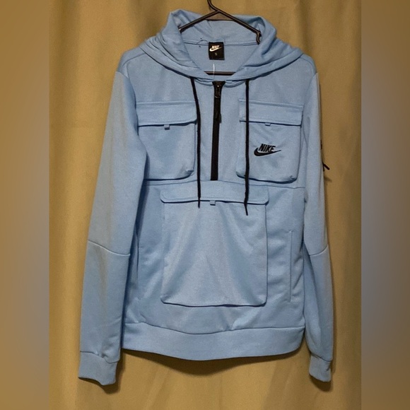 Nike Tech Fleece Block Basic Logo  Zip Pull Over Hooded Jumper Blue Mens S NWT - Picture 1 of 11